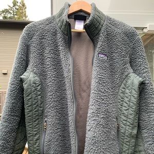 Patagonia Retro Fleece Zip Up Jacket Green Gray Vintage Large